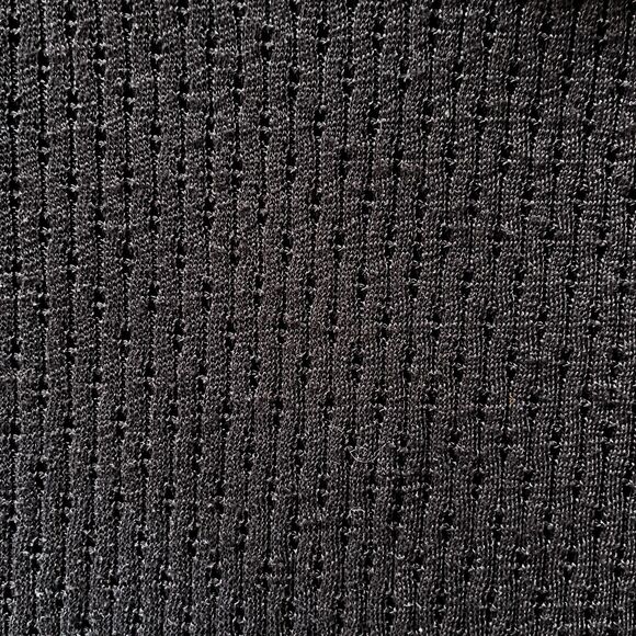 J.Crew Pointelle Black Knit Top - Ruffle Collar & Sleeves - Unlined - Women's XL - Picture 4 of 6